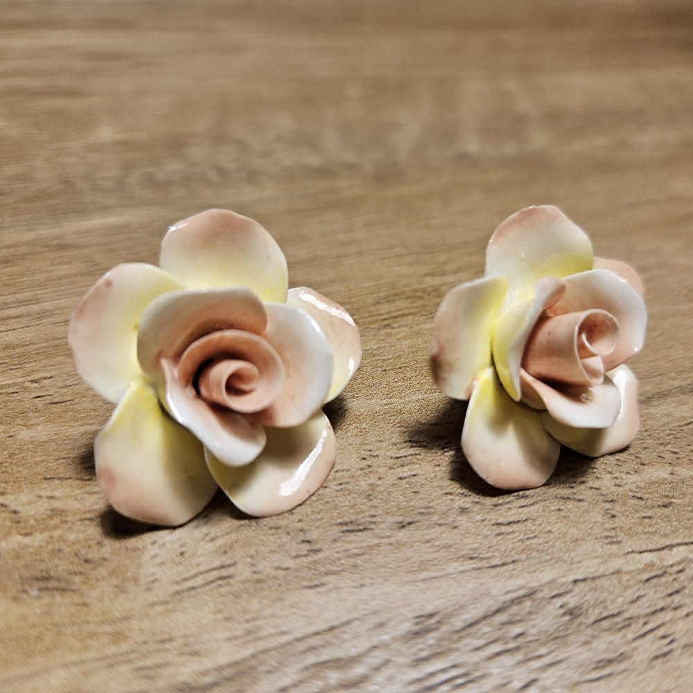 Vintage Flower Ceramic Earrings